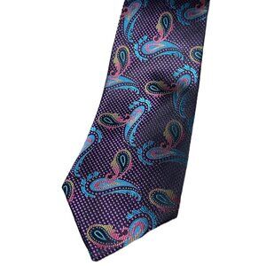 Setazone Men's Silk Tie – Multicolor Paisley on Deep Purple